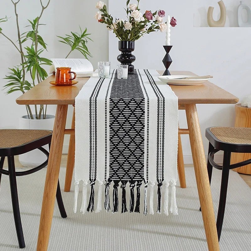 Bluejw New Chinese Design Luxury Washable Jacquard Cotton Woven Dinning Table Decor Bed Runner Dining Table Runners and Mats Set - Image 1
